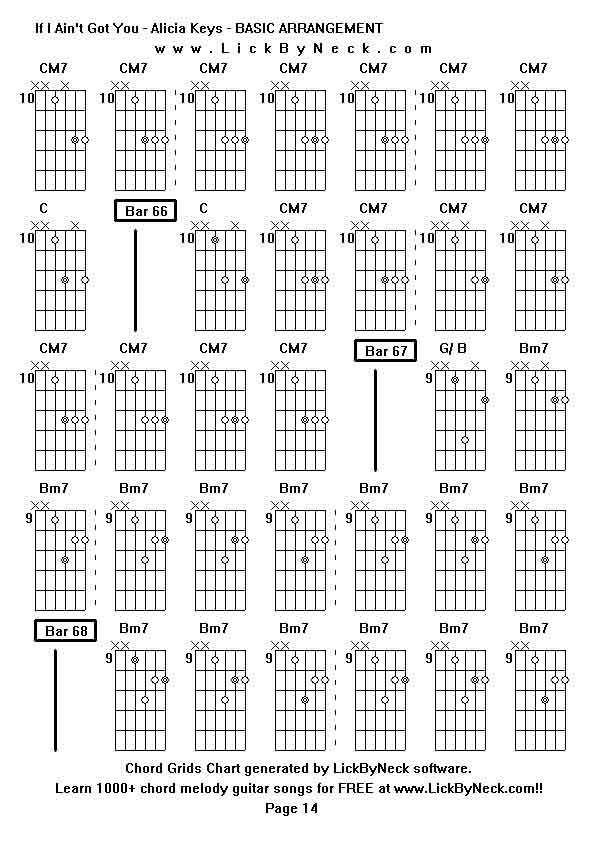 Chord Grids Chart of chord melody fingerstyle guitar song-If I Ain't Got You - Alicia Keys - BASIC ARRANGEMENT,generated by LickByNeck software.